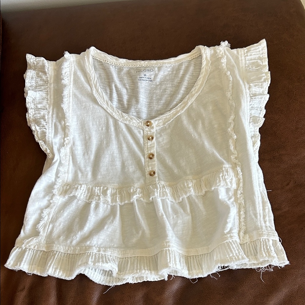 PILCRO RUFFLE-TRIM HENLEY BABY T